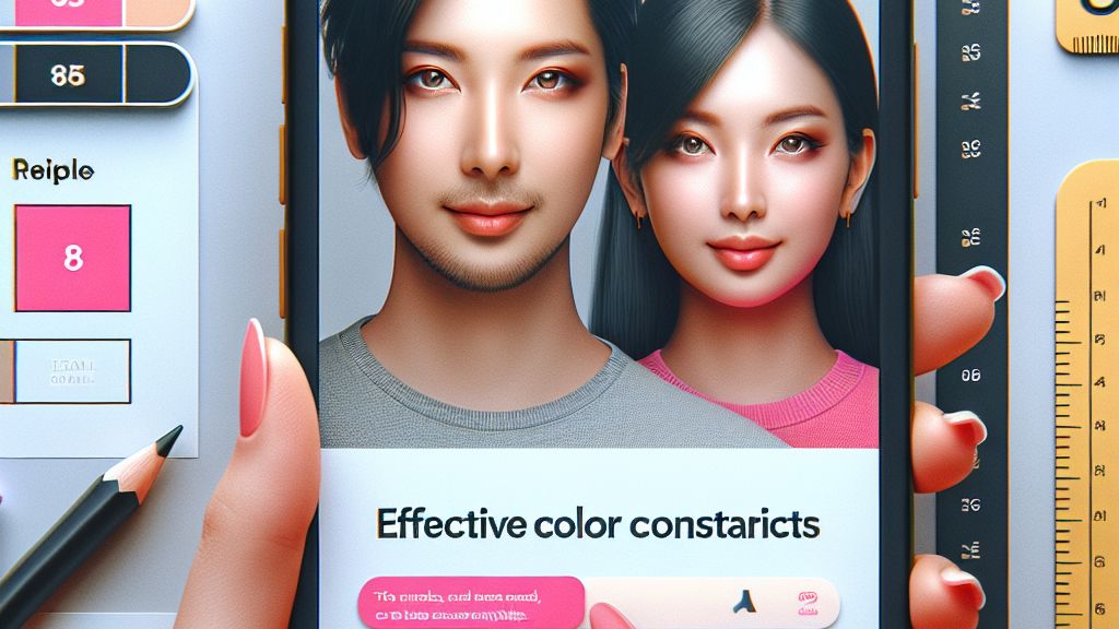 mockup que muestra el uso de contrastes de color efectivos y tamaños de fuente en una app móvil para facilitar la accesibilidad