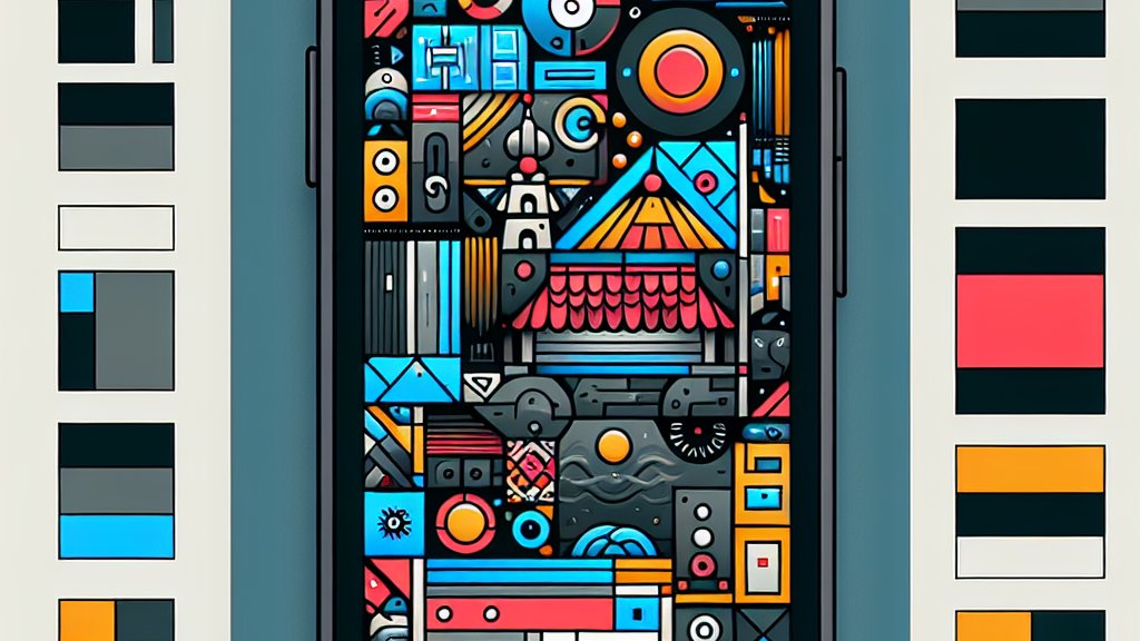 ejemplo de un diseño sobrecargado en un mockup de smartphone, con múltiples elementos que compiten por atención