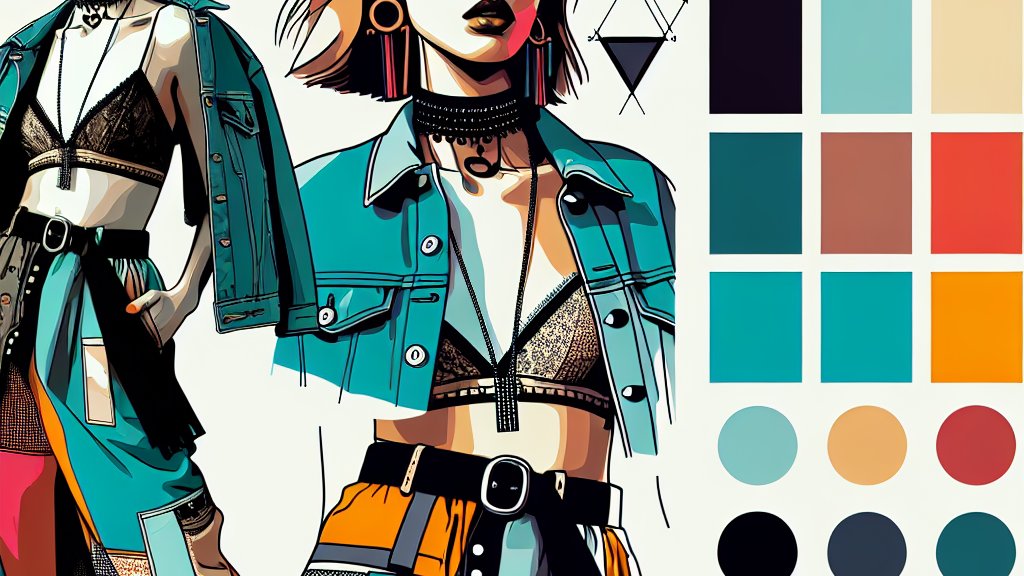 Esquema de colores vibrantes y audaces en diseño de moda